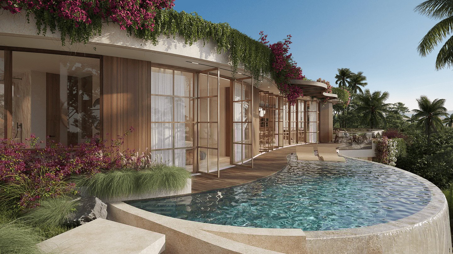 OFFPLAN OCEAN AND VALLEY VIEW 2 BEDROOM VILLA FOR SALE FREEHOLD IN LOMBOK BE-2327 